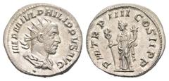 RÖMER RÖMISCHE KAISERZEIT Philipp I. Arabs, 244 - 249 n. Chr. Philipp I. Arabs, 244 - 249 n. Chr. Antoninian (3.69g). 247 n. Chr. Mzst.Rom. Vs.: IMP M IVL PHILIPPVS AVG, drapierte Panzerbüste mit Stra