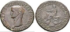 RÖMER RÖMISCHE KAISERZEIT. Drusus maior, 38 - 9 v. Chr. AE Sesterz (26,05g). 41 - 42 n. Chr., geprägt unter Claudius. Mzst. Rom. Vs.: NERO CLAVDIVS DRVSVS GERMANICVS IMP, Kopf n. l. Rs.: TI CLAVDIVS C