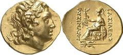GRIECHEN THRAKISCHE KÖNIGE UND DYNASTEN Objekt-Nr.: 143 Lysimachos, 305 - 281 v. Chr. Stater, (8,48 g.), 3./2. Jh. v. Chr. Mzst. Byzantium, Vs.: Kopf Alexanders d. Gr. mit Diadem und Ammonshorn n. r. 