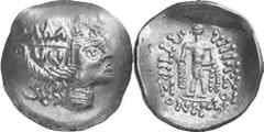 KELTEN MITTLERE UND UNTERE DONAU Nachahmungen der Tetradrachmen von Thasos Objekt-Nr.: 1063 Klasse III: Auflösung der Legende Tetradrachme, (16,28 g.), Vs.: Stilisierter Kopf des Dionysos n. r. Rs.: S