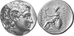 GRIECHEN THRAKISCHE KÖNIGE UND DYNASTEN Objekt-Nr.: 1304 Lysimachos, 305 - 281 v. Chr. Stater, (8,52 g.), 3./2. Jh. v. Chr. Mzst. unbest. Vs.: Kopf Alexanders d. Gr. mit Diadem und Ammonshorn n. r. Rs
