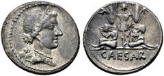 RÖMER RÖMISCHE REPUBLIK. RÖMISCHE REPUBLIK NACH 211 V. CHR. C. Iulius Caesar, 46 - 45 v. Chr. Denar (3,73g). Mzst. in Spanien. Vs.: Kopf der Venus mit Diadem n. r., dahinter Cupido. Rs.: [CAESAR], Tro