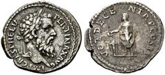 RÖMER RÖMISCHE KAISERZEIT. Pertinax, 192 - 193 n. Chr. Denar (2,18g). 193 n. Chr. Mzst. Rom. Vs.: IMP CAES P HELV PE-RTINAX AVG, Kopf mit Lorbeerkranz n. r. Rs.: VOT DECE-N TR P COS II / S - C, Pertin