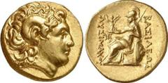 GRIECHEN THRAKISCHE KÖNIGE UND DYNASTEN Objekt-Nr.: 126 Lysimachos, 305 - 281 v. Chr. Stater, (8,40 g.), 3./2. Jh. v. Chr. Mzst. unbest. Vs.: Kopf Alexanders d. Gr. mit Diadem und Ammonshorn n. r. Rs.