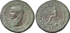 RÖMISCHE KAISERZEIT Objekt-Nr.: 393 Drusus maior, 38 - 9 v. Chr., Vater des Claudius. AE Sesterz, (30,34 g.), 41 - 50 n. Chr., geprägt unter Claudius. Mzst. Rom. Vs.: NERO CLAVDIVS DRVSVS GERMANICVS I