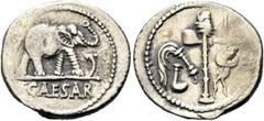 RÖMER RÖMISCHE REPUBLIK. RÖMISCHE REPUBLIK NACH 211 V. CHR. C. Iulius Caesar, 49 - 48 v. Chr. Denar (3,77g). Mzst. in Gallia Narbonensis oder Hispania Citerior. Vs.: CAESAR, Elefant n. r. trampelt ein