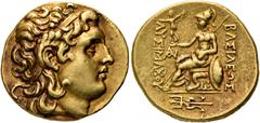 GRIECHEN THRAKISCHE KÖNIGE UND DYNASTEN. Lysimachos, 305 - 281 v. Chr. Stater (8,40g). ca. 210 - 195 v. Chr. Mzst. Byzantium. Vs.: Kopf Alexanders d. Großen mit Diadem u. Ammonshorn n. r. Rs.: ΒΑΣΙΛΕΩ