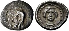 GRIECHEN LYKIEN. DYNASTEN. Wedrei. 1/12 Stater (0,59g). 440 / 410 v. Chr. Vs.: Kopf des Dynasten mit persischer Kyrbasia l. Rs.: Frontaler Aphroditekopf mit Polos. Vismara ­ ; SNG Aul. ­ ; Winzer ­ . 