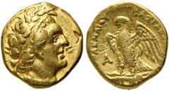 GRIECHEN NORDAFRIKA. KÖNIGREICH DER PTOLEMÄER. Ptolemaios I., 305 - 282 v. Chr. Gold-Tetarte (1,75g). Mzst. Alexandria. Vs.: Büste des Ptolemaios I. mit Diadem n. r. Rs.: ΠΤΟΛΕΜΑΙΟΥ ΒΑΣΙΛΕΩΣ, Adler st
