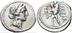 RÖMER RÖMISCHE REPUBLIK. RÖMISCHE REPUBLIK NACH 211 V. CHR. C. Iulius Caesar, 48 - 47 v. Chr. Denar (3,84g). Mzst. in Asia. Vs.: Kopf der Venus mit Stephane n. r. Rs.: CAESAR, Aeneas trägt seinen Vate