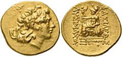 GRIECHEN THRAKISCHE KÖNIGE UND DYNASTEN Lysimachos, 305 - 281 v. Chr. Stater (8.18g). ca. 88 - 86 v. Chr. Mzst.Tomis. Vs.: Kopf Alexander des Großen mit den Zügen von Mithradates VI. mit Diadem u. Amm