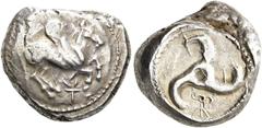 GRIECHEN LYKIEN. DYNASTEN. Khinakha. Stater (9.90g). ca. 460 - 440 v. Chr. Mzst.Limyra(?). Vs.: N. r. fliegender Pegasos auf Rundschild, darunter Zeichen des Khinakha. Rs.: Triskeles in rundem Incusum