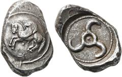 GRIECHEN LYKIEN. DYNASTEN. Khinakha (?). Stater (9.66g). ca. 460 - 440 v. Chr. Vs.: N. l. fliegender Pegasos auf Rundschild, darunter Punkt. Rs.: Triskeles in rundem Incusum, darum schmaler Perlkreis.