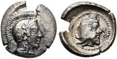 GRIECHEN LYKIEN. DYNASTEN. Kherei. 1/12 Stater (0.64g). ca. 400 - 385 v. Chr. Mzst.Xanthos(?). Vs.: Kopf der Athena r. mit attischem Helm. Rs.: Kopf des bärtigen Dynasten mit persischer Kyrbasia r. S.