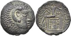 GRIECHEN ARABIEN. OSTARABIEN. Imitationen nach Abiel, Tochter des Labas. Billon-Tetradrachme (15.92g). ca. 1. Jh. n. Chr. Vs.: Sehr stilisierter Kopf des Herakles mit Löwenskalp n. r. Rs.: Regent n. l