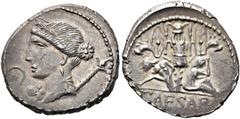 RÖMER RÖMISCHE REPUBLIK. RÖMISCHE REPUBLIK NACH 211 V CHR. C. Iulius Caesar, 46 - 45 v. Chr. Denar (3.57g). Mzst.in Hispania ulterior. Vs.: Drapierte Büste der Venus mit Diadem u. Stern im Haar, auf d