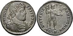 RÖMER RÖMISCHE KAISERZEIT Jovianus, 363 - 364 n. Chr. Doppelmaiorina (9.08g). Mzst.Thessaloniki. Vs.: D N IOVIANV-S P F P P AVG, drapierte Panzerbüste mit Lorbeer-Rosetten-Diadem n. r. Rs.: VICTORIA R