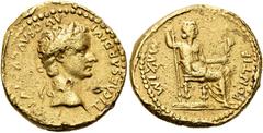 RÖMER RÖMER RÖMISCHE KAISERZEIT Tiberius, 14 - 37 n. Chr. Aureus (7.45g). 14 - 17 n. Chr. Mzst.Lugdunum. Vs.: TI CAESAR DIVI AVG F AVGVSTVS, Kopf mit Lorbeerkranz n. r. Rs.: PONTIF MAXIM, Iustitia sit