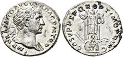 RÖMER RÖMER RÖMISCHE KAISERZEIT Trajan, 98 - 117 n. Chr. Denar (3.11g). 107 - 108 n. Chr. Mzst.Rom. Vs.: IMP TRAIANO AVG GER DAC P M TR P, Büste mit Lorbeerkranz n. r. u. Gewand auf der l. Schulter. R