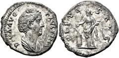 RÖMER RÖMER RÖMISCHE KAISERZEIT Diva Faustina maior, ab 140 n. Chr. Denar (3.09g). Geprägt unter Antoninus Pius, 141 - 161 n. Chr. Mzst.Rom. Vs.: DIVA AVG FAVSTINA, drapierte Büste n. r. Rs.: PIETAS A