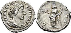 RÖMER RÖMER RÖMISCHE KAISERZEIT Lucilla, 163 - 181 n. Chr. Denar (3.19g). 161 n. Chr. Mzst.Rom. Vs.: LVCILLAE AVG ANTONINI AVG F, drapierte Büste n. r. Rs.: VE-NVS, Venus steht mit Apfel u. Zepter n. 