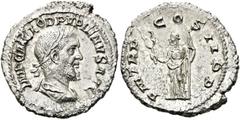 RÖMER RÖMER RÖMISCHE KAISERZEIT Pupienus, 238 n. Chr. Denar (2.72g). Mzst.Rom. Vs.: IMP C M CLOD PVPIENVS AVG, drapierte Panzerbüste mit Lorbeerkranz n. r. Rs.: P M TR P COS II P P, Felicitas mit Cadu