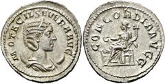 RÖMER RÖMER RÖMISCHE KAISERZEIT Otacilia Severa, 244 - 249 n. Chr. Antoninian (4.47g). 246 - 248 n. Chr. Mzst.Rom. Vs.: M OTACIL SEVERA AVG, drapierte Büste mit Diadem auf Mondsichel n. r. Rs.: CONCOR