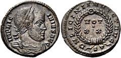 RÖMER RÖMER RÖMISCHE KAISERZEIT Licinius I., 308 - 324 n. Chr. Follis (3.56g). 320 - 321 n. Chr. Mzst.Ticinum. Vs.: IMP LIC-INIVS AVG, Panzerbüste mit Lorbeerkranz n. r. Rs.: D N LICINI INVICT AVG / S