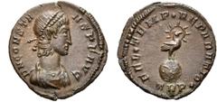 RÖMER RÖMER RÖMISCHE KAISERZEIT Constans I., 337 - 350 n. Chr. Halbcentenionalis (2.60g). 348 - 350 n. Chr. Mzst.Treveris. Vs.: D N CONSTA-NS P F AVG, drapierte Panzerbüste mit Perlendiadem n. r. Rs.: