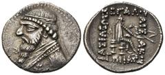 GRIECHEN PARTHER. ARSAKIDEN. Mithradates II., 123 - 88 v. Chr. Drachme, ø 21mm (4.02g). 120/19 - 109 v. Chr. Mzst.Ekbatana. Vs.: Bärtige Büste mit Diadem n. l. Rs.: ΒΑΣΙΛΕΩΣ / ΜΕΓΑΛΟΥ / ΑΡΣΑΚΟΥ / ΕΠΙΦ