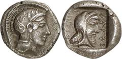GRIECHEN LYKIEN DYNASTEN. Kherei 1/2 Stater (4,15g) 440 / 410 v. Chr. Mzst. Xanthos. Vs.: Kopf der Athena mit attischem Helm r. Rs.: "kherei / arnahe", Kopf des Dynasten mit persischer Kyrbasia r. in 