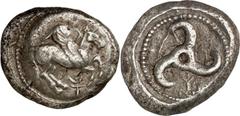 GRIECHEN LYKIEN UNBESTIMMTER DYNAST. Stater (9,90g) 460 - 440 v. Chr. Vs.: Nach r. abhebender Pegasos auf Rundschild, zwischen den Beinen Zeichen. Rs.: Triskeles mit Zeichen in rundem Incusum. SNG Aul
