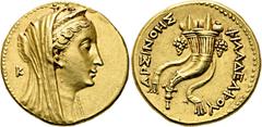GRIECHEN NORDAFRIKA. KÖNIGREICH DER PTOLEMÄER. Ptolemaios II. Philadelphos, 283 - 246 v. Chr. Oktodrachme (Mnaieion) ø 28mm (27,77g). Mzst. Alexandria. Vs.: Kopf der vergöttlichten Arsinoe mit über de