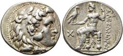 GRIECHEN MAKEDONISCHE KÖNIGE. Alexander III. der Große, 336 - 323 v. Chr. Tetra­drachme ø 28mm (16,94g). ca. 305 - 300 v. Chr. Mzst. Anti­ochia. Vs.: Kopf des Herakles mit Löwenskalp n. r. Rs.: ΑΛΕΞΑΝ