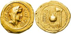 RÖMER RÖMISCHE REPUBLIK. RÖMISCHE REPUBLIK NACH 211 V. CHR. C. Iulius Caesar und A. Hirtius, 46 v. Chr. Aureus ø 19mm (8,00g). Mzst. Rom. Vs.: C CAESAR COS TER, Kopf der Pietas capite velato n. r. Rs.