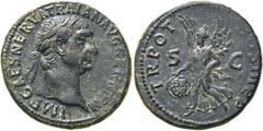 RÖMER KAISERZEIT. Trajan, 98 - 117 n. Chr. AE As ø 28mm (11,88g). 100 n.Chr. Mzst. Rom. Vs.: IMP CAES NERVA TRAIAN AVG GERM P M, Kopf mit Lorbeerkranz n. r. Rs.: TR POT COS III P P / S - C, Viktoria s