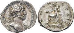 RÖMER KAISERZEIT. Hadrian, 117 - 138 n. Chr. Denar ø 19mm (3,33g). 118 n. Chr. Mzst. Rom. Vs.: IMP CAESAR TRAIA-N HADRIANVS AVG, Büste mit Lorbeerkranz u. Gewand auf l. Schulter n. r. Rs.: P M TR P CO