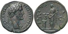 RÖMER KAISERZEIT. Antoninus Pius, 138 - 161 n. Chr. AE Sesterz ø 33mm (24,31g). 140 - 144 n. Chr. Mzst. Rom. Vs.: ANTONINVS AVG PIVS P P TR P COS III, Kopf mit Lorbeerkranz u. Gewand auf l. Schulter n