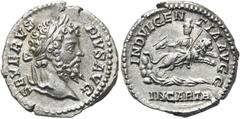 RÖMER KAISERZEIT. Septimius Severus, 193 - 211 n. Chr. Denar ø 18mm (3,33g). 204 n. Chr. Mzst. Rom. Vs.: SEVERVS PIVS AVG, Kopf mit Lorbeerkranz n. r. Rs.: INDVLGENTIA AVGG / IN CARTH, Dea Caelestis m