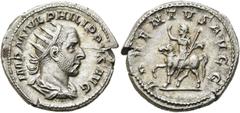 RÖMER KAISERZEIT. Philipp I. Arabs, 244 - 249 n. Chr. Antoninian ø 23mm (5,87g). 244 - 247 n. Chr. Mzst. Rom. Vs.: IMP M IVL PHILIPPVS AVG, drapierte Panzerbüste mit Strahlenkrone n. r. Rs.: ADVENTVS 