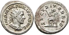 RÖMER KAISERZEIT. Philipp I. Arabs, 244 - 249 n. Chr. Antoninian ø 23mm (5,17g). 244 - 247 n. Chr. Mzst. Rom. Vs.: IMP M IVL PHILIPPVS AVG, drapierte Panzerbüste mit Strahlenkrone n. r. Rs.: SECVRIT O