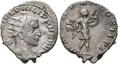 RÖMER KAISERZEIT. Philipp I. Arabs, 244 - 249 n. Chr. Antoninian ø 20mm (3,84g). Nach 244 - 245 n. Chr. Mzst. Antiochia. Vs.: IMP M IVL PHILIPPVS AVG, drapierte Panzerbüste mit Strahlenkrone n. r. Rs.