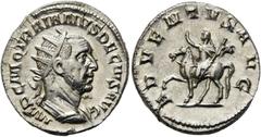 RÖMER KAISERZEIT. Traianus Decius, 249 - 251 n. Chr. Antoninian ø 21mm (4,31g). Mzst. Rom. Vs.: IMP C M Q TRAIANVS DECIVS AVG, drapierte Panzerbüste mit Strahlenkrone n. r. Rs.: ADVENTVS AVG, Kaiser m