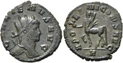RÖMER KAISERZEIT. Gallienus (Alleinherrschaft), 260 - 268 n. Chr. Antoninian ø 20mm (3,00g). 267 - 268 n.Chr. Mzst. Rom. Vs.: GALLIENVS AVG, Büste mit Strahlenkrone n. r. Rs.: APOLLINI C-ON-S AVG / H,