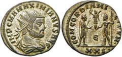 RÖMER KAISERZEIT. Maximianus Herculius, 285 - 310 n. Chr. Antoninian ø 21mm (3,32g). Mzst. Kyzikos. Vs.: IMP C M A MAXIMIANVS AVG, drapierte Panzerbüste mit Strahlenkrone n. r. Rs.: CONCORDIA MI-LITVM