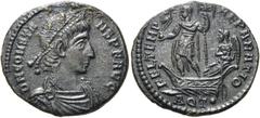 RÖMER KAISERZEIT. Constans I., 337 - 350 n. Chr. AE Follis ø 23mm (4,78g). 348 - 350 n. Chr. Mzst. Aquileia. Vs.: D N CONSTA- NS P F AVG, drapierte Panzerbüste mit Perlendiadem n. r. Rs.: FEL TEMP REP