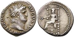 RÖMER RÖMISCHE KAISERZEIT. Nero, 54 - 68 n. Chr. Denar ø 18mm (3,43g). 64 - 66 n. Chr. Mzst. Rom. Vs.: NERO CAESAR AVGVSTVS, Kopf mit Lorbeerkranz n. r. Rs.: SALVS, Salus mit Patera thront n. l. RIC 6