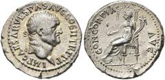 RÖMER RÖMISCHE KAISERZEIT. Vespasian, 69 - 79 n. Chr. Denar ø 19mm (3,25g). 70 n. Chr. Mzst. Ephesos. Vs.: IMP CAESAR VESPAS AVG COS II TR P P P, Kopf mit Lorbeerkranz n. r. Rs.: CONCORDIA AVG / BY (i