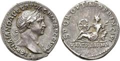 RÖMER RÖMISCHE KAISERZEIT. Trajan, 98 - 117 n. Chr. Denar ø 19mm (3,44g). 112 - 113 n. Chr. Mzst. Rom. Vs.: IMP TRAIANO AVG GER DAC P M TR P COS VI P P, Büste mit Lorbeerkranz u. Gewand auf l. Schulte