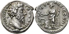 RÖMER RÖMISCHE KAISERZEIT. Marcus Aurelius, 161 - 180 n. Chr. Denar ø 18mm (3,46g). 169 n. Chr. Mzst. Rom. Vs.: M ANTONINVS AVG TR P XXIII, Kopf mit Lorbeerkranz n. r. Rs.: SALVTI AVG COS III, Salus s